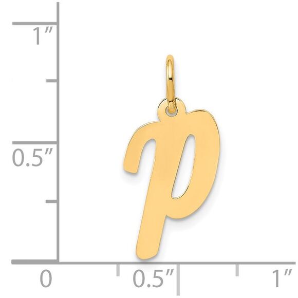 Kazi Luxury 14k Yellow Gold Medium Script Letter P Initial Charm - Picture 4 of 4